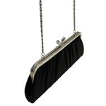 Bijoux Terner Evening Bag Black Satin Chain Clutch Crossbody Kiss Lock Purse Vtg Photo 8