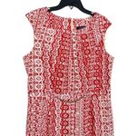 Ellen Tracy Red and White Patterned Dress Size 8 Photo 2