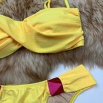 6 Shore Road  Yellow Bikini Pink Embroidered Swim S Swimsuit Resort Summer Bright Photo 1