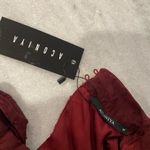 NWT Aconiya Size M Burgundy Swiss Dot Chiffon Lined High Neck Bow Lined Top Red Size M Photo 8