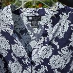 NEW Carole Little Woman Linen Button Down Blouse 1X Blue Photo 2