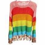Pitusa Rainbow Crochet Long Sleeve Multicolored Stripes Sweater Photo 1