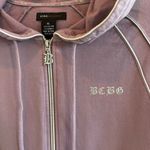 BCBG MaxAzria 90's Y2K Light Purple Zip Up Hoodie Silver Front & Back Logo XL Photo 2