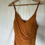 Lulus Missy Rust Orange Polka Dot Satin Knotted Front Mini Dress size medium Photo 5