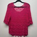 Crochet Cottagecore Gardengirl Beach Chic Bohemian Womens Knit Pullover Medium Pink Photo 5