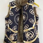 J. McLaughlin  Faux Fur Vest reversible with Gold Accents Photo 1