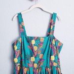 1901  Tropical Pineapple Square Neck Smocked Midi Dress Photo 3