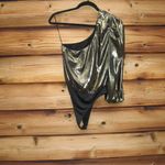 MISA Los Angeles Misa One Shoulder Body Suit Gold Lame Photo 8