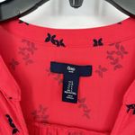 Gap  Womens Red Butterfly Print Popover Top Long Sleeve V Neck Boho Size L Photo 8