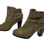 Bamboo  Cheek-02V Green Brown Heeled Velour Lined Booties Boots Buckle Straps Photo 1