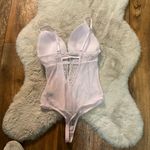 Rachel Roy Lace High Cut‎ Teddy Bodysuit With Padded Cups Womens Medium Pink Photo 3