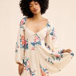 Free People  Francesca Ivory Floral Long Sleeve Mini Dress M Photo 1