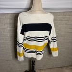 Marled Reunited Clothing Striped Boat Neck Sweater Women's Size L Yellow Navy Photo 2