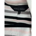 Ming Wang MING‎ WANG Slinky Pink Black White Stripe Open Front Cardigan Size L Photo 5