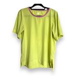 Lands' End  Womens Top Sz M 10 12 Lemon Lime Lavender‎ Elbow Sleeve 365 Tunic Photo 3