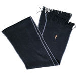 Polo Ralph Lauren Wool Knit Scarf Black Adult Unisex Neck Warmer Fringe Pony Photo 0