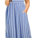 SheIn  Size XL Striped Maxi Dress Pockets‎ Short Sleeve Casual NWOT Flowy Beach # Photo 0