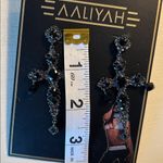 Dolls Kill NWT Aaliyah Y2K dark black rhinestone goth Victorian cross earrings large Photo 5