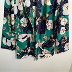 Vintage Pykettes Open Front Blazer Top Navy Green Floral Blue Size M Photo 2