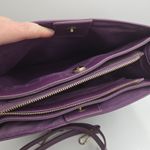 Bebe  Bella Smooth Medium Satchel Handbag Shoulder Bag Crossbody Purse Purple Photo 12