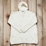 Vintage Aran Crafts Merino Wool Sweater Cardigan Cream Hooded Zip 2X XXL Photo 2