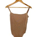 SKIMS  NEW Sheer Sculpt Thong Spaghetti Strap Wide Neck Bodysuit Tan Small Photo 2