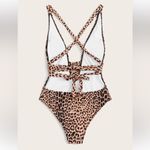 SheIn Animal Print Plunging Neckline One Piece Swimsuit Size Medium Photo 1