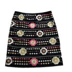 Etcetera Skirt Black Multicolored Floral Embroidered Tiered Pencil Skirt Size 6 Photo 0