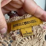 April Cornell Vintage Crochet Vest Beige 100% Cotton Sz Large Photo 6