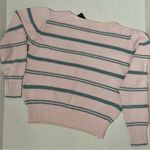 Vintage Womens Sz M Pink And Grey Striped Sweater Boatneck 90’s Preppy Cottage Gray Size M Photo 1
