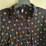 Free People Intimately  Black and Orange Button Down Long Sleeve Shirt XS Photo 5