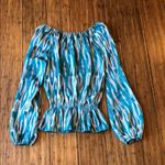 Michael Kors Top Striped Drop Waist Blouse Blue Photo 2