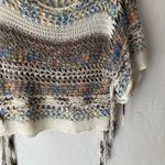 Rebecca Elliot Size S/M Rainbow Open Knit Fringe Festival‎ Sweater White Size M Photo 2