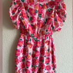 Adelyn Rae Red and Pink Sheath Midi Dress with Puff Cap Sleeves Size XS Photo 6