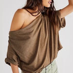Free People  We The Free Just Chill NWT S $168 Brown Tee Photo 0