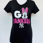 Disney  Minnie Mouse New York Go Yankees Women’s Shirt Size Small Top Black Pink Photo 0