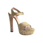 Red Valentino Yellow Daisy Print Platform Sandals Heels Size 38 US 7.5 Photo 4