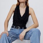 ZARA Black Fringe Bodysuit Photo 1