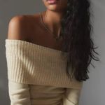 Urban Outfitters Silence + Noise Yellow Knit Woven Off the Shoulder Sweater Top Photo 0