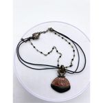 Chico's  vintage look large red and black pendant statement necklace - tribal look Photo 2