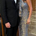 Mardi Gras ball gown super comfy stretch sequin size medium Gray Photo 2