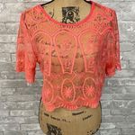 Emery Rose Mesh Embroidered Cropped Top Orange Size L Photo 0