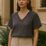 Flax  Boxy Lagenlook Linen Top Medium Space Gray Organic Peasant Oversized Basic Photo 1