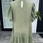 ZARA Cotton Ruffle Flutter Sleeve Mini Dress Natural Boho Khaki Travel Vacation XL Photo 2