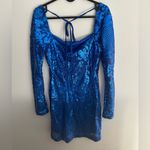 Blue Square Neck Sequin PROM Dress Size M Photo 2