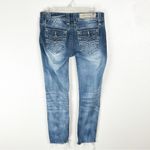 Rock Revival  Alivia Blue Light Wash Distressed Fray Hem Skinny Jeans, Size 27 Photo 1