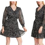 Steve Madden  V-Neck Long Sleeve Dot Smocked Waist Minidress  Size L Photo 2