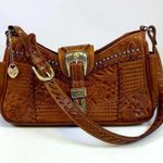 American West Tooled Leather Shoulder Bag Purse A27 Brown Photo 1