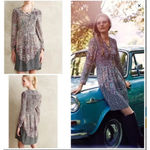 Maeve  Tiled Anethyst Smocked Dress Long Sleeve Women's Large Photo 2