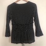 Ember Black and White Polka Dot Corset Waist 3/4 Bell Sleeve Peplum Blouse Top Size M Photo 8